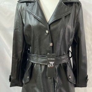 NWT Women's Armani Collezioni Faux Leather Jacket Belted Size Medium Italy